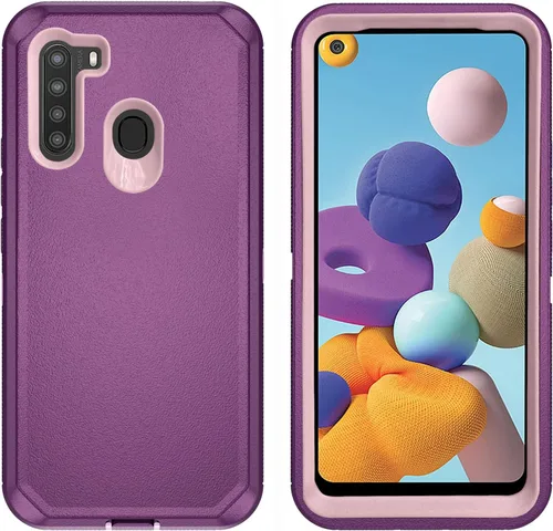 Vista 3 de Asuwish Funda de teléfono para Samsung Galaxy A21 con protector de pantalla de vidrio templado y cubierta de celda híbrida a prueba de golpes