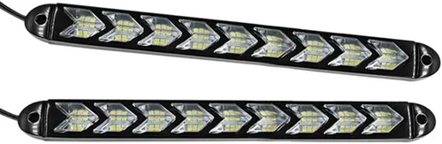 Vista 3 de SOCAL-LED LIGHTING Tiras LED DRL de Flecha con Función de Giro 10" (25cm) 12V, Luces de Giro Intermitentes Secuenciales de Doble Color Ámbar Blanco