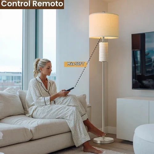 Vista 3 de PoKat Lámparas de pie de cerámica con control remoto, lámparas de pie modernas de 64 pulgadas para sala de estar con temperatura