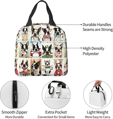Vista 5 de Boston Terrier - Lonchera reutilizable, a prueba de fugas, aislada, portátil, sin BPA