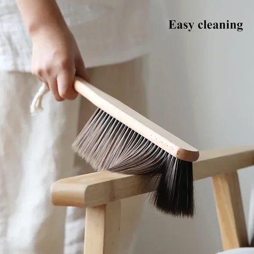 Vista 4 de Hand Broom with Horse Hair Brush and Wood Handle,Dust Brush, Counter Duster, Bench Dustpan for Furniture, Woodworking, Gardening Cleaning