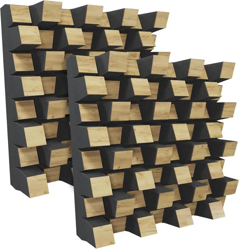 Vista 19 de (2 Pack) — Difusor de estudio acústico de sonido «Sirius» 2D QRD Difusión - Reflexión - Absorción - Insonorización - Aislamiento Panel de arte