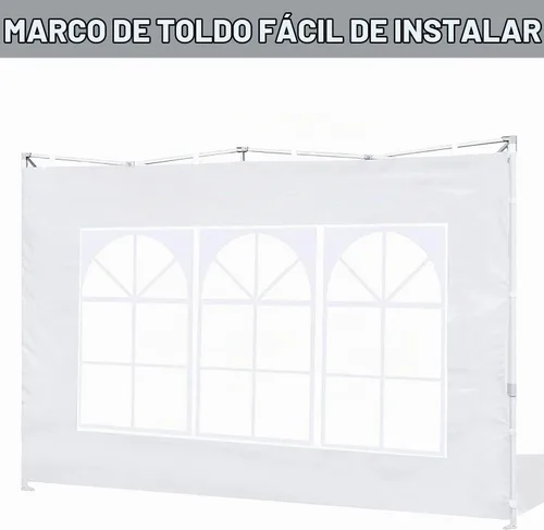 Vista 3 de Scocanopy Pared lateral con ventana para estructura de toldo de 10 x 10 pies, 2 paquetes solo de pared solar, beige