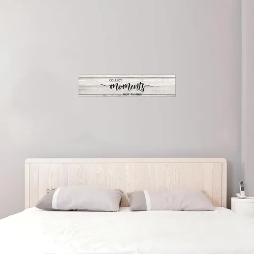 Vista 5 de Collect Moments Not Things - Placa de pared de palé de madera, letrero de 4 x 18 pulgadas, cita motivacional positiva, arte de pared positivo, placa