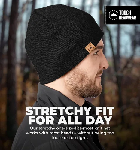 Vista 5 de Tough Headwear Daily Knit Beanie – Gorros para hombre – Sombreros de invierno para hombres y mujeres – Sombreros de punto cálidos para clima frío