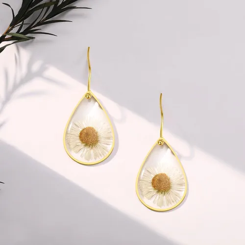 Vista 77 de Forget-Me-Not and Queen Anne's Lace Pressed Wildflower Earrings Pressed Flower Earrings Handmade Drop and Dangle Earrings Gift for Woman