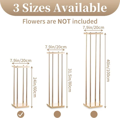 Vista 3 de Sziqiqi Jarrones de columna, centros de mesa de boda para mesas con platos, decoración de boda de 2 pies para ceremonia, moderno, rectangular