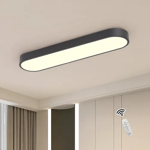 Vista 17 de Lámpara de techo lineal de 23.6 pulgadas, LED moderna de 40 W, lámpara de techo simple negra, iluminación de techo de perfil bajo para dormitorio