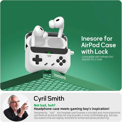 Vista 5 de Inesore Funda compatible con AirPods Pro de 2ª/1ª generación con soporte para teléfono y kit de limpieza, compatible con MagSafe, bloqueo automático