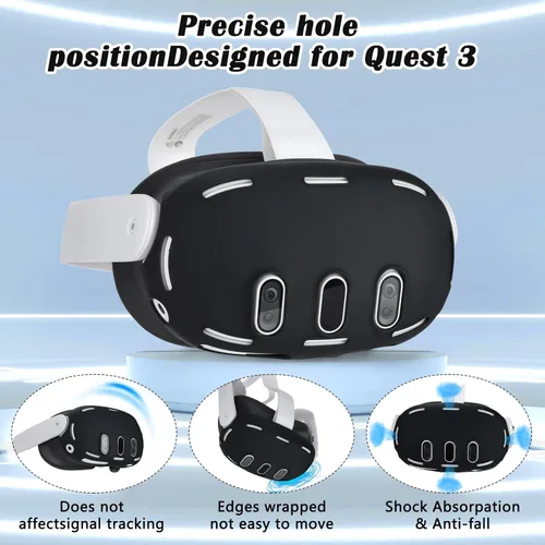 Vista 2 de Silicone Cover Compatible with Meta Quest 3, VR Silicone Cover Accessories for Meta Quest 3 Waterproof Silicone Face Cover, Controller Grip Cover