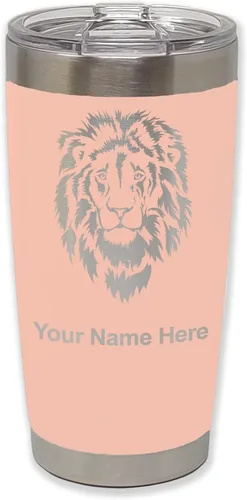 Vista 33 de LaserGram Vaso aislado al vacío de 20 onzas, cabeza de león, grabado personalizado incluido (negro)