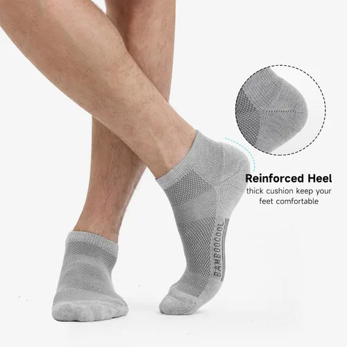 Vista 46 de BAMBOO COOL Calcetines atléticos de tobillo para hombre con acolchado y absorción de humedad, calcetines de malla para correr de corte bajo