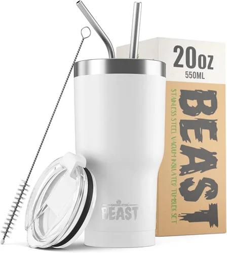 Vista 68 de Beast Vaso de 10 oz de Acero Inoxidable con Aislamiento al Vacío para Café y Hielo de Doble Pared Termo de Viaje (Blanco Ártico)