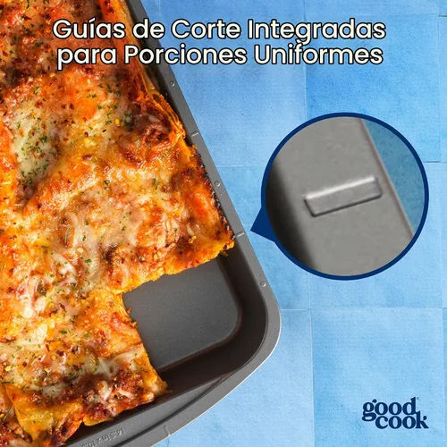 Vista 3 de Goodcook Bandeja antiadherente para lasaña y asado, 14 x 10 pulgadas, color plateado