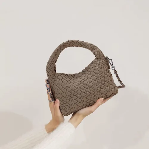 Vista 6 de Bolso tejido para mujer, bolso cruzado de moda, bolso de hombro con asa superior, bolso casual de mano y bolsos de viaje, bolso Hobo