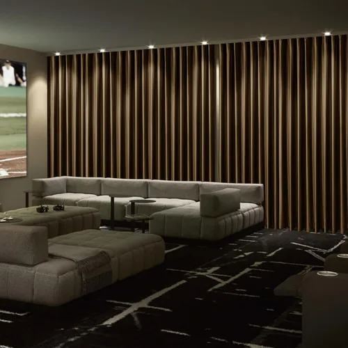 Vista 11 de Frelement Cortinas de cine de terciopelo con ganchos planos de privacidad con forro opaco para sala de cine, sala de cine, escenario, villa, 100