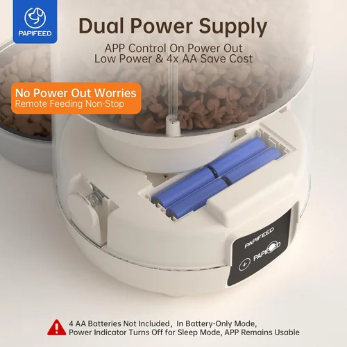Vista 5 de PAPIFEED Comedero Automático para Gatos, Dispensador de Comida Automático para Gatos de 2.4G WiFi con Control de Aplicación, Comedero Automático