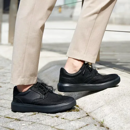 Vista 7 de OrthoComfoot Zapatos ortopédicos de cuero para caminar para hombre: cómodos zapatos Oxford para fascitis plantar con soporte para el arco, pies