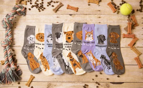 Vista 3 de Calcetines unisex Foozys Crew Calcetines novedosos para perros de razas grandes y medianas (2 pares), unisex, Collie de la Frontera