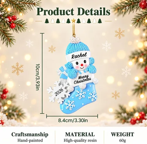 Vista 2 de Bemaystar 2025 Adornos Personalizados de Primer Navidad del Bebé - Adornos de Navidad de Resina Hechos a Mano con Nombre y Año - Adornos de Navidad