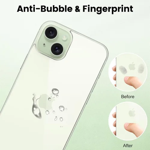 Vista 3 de [Paquete de 2] Protector de pantalla trasera para iPhone 15 Plus, protector de pantalla de vidrio templado antiarañazos y burbujas, película trasera