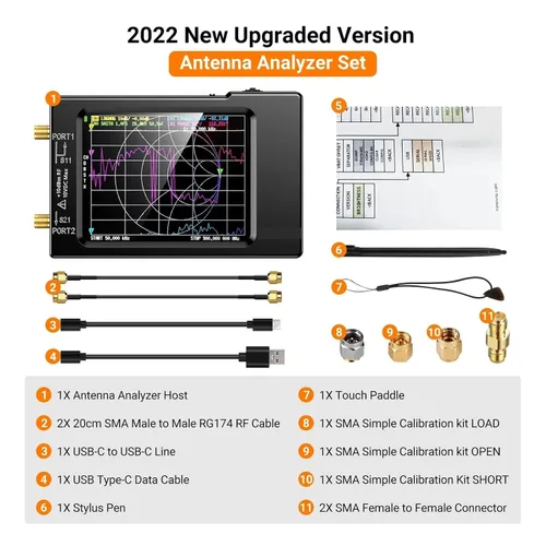 Vista 6 de Spectrum Analyzer, VNA-H Vector Network Antenna Analyzer SWR Meter 10KHz-1.5GHz MF HF VHF UHF with SD Card Slot Spectrum
