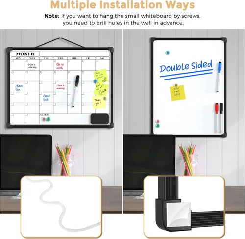 Vista 4 de MaxGear - Calendario mensual de borrado en seco para pared, 16 x 12 Negro