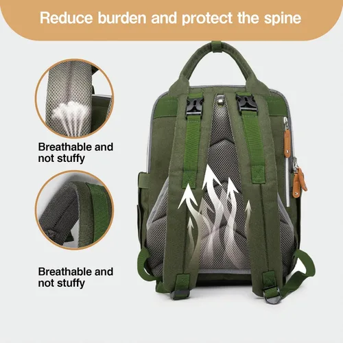 Vista 7 de Mochila para pañales con capacidad de 25 litros con cambiador para niños y niñas, artículos esenciales para bebés para mamá (negro)