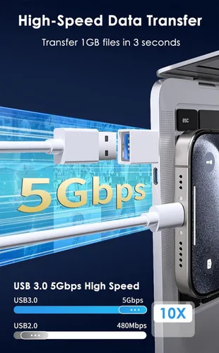 Vista 3 de Adaptador USB C a USB (paquete de 2), adaptador USB 3.0 a tipo C OTG, transferencia de datos de alta velocidad de 5 Gbps, compatible con MacBook