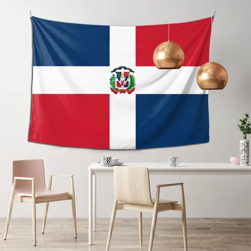 Vista 3 de LIFANGMI Tapiz decorativo con bandera de la República Dominicana, 60 x 40 pulgadas, para dormitorio, sala de estar, dormitorio universitario