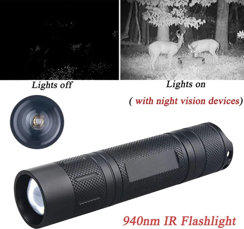 Vista 2 de Linterna iluminadora LED IR Zoomable 940nm linterna infrarroja noche