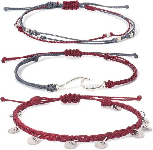 Vista 13 de Pulseras de tobillo impermeables con cuentas, pulseras de tobillo de playa con olas, pulseras de tobillo de acero inoxidable con monedas, joyería