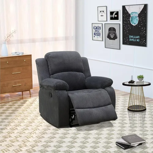 Vista 21 de Juego de sala de Estar reclinable de 3 piezas, juego de sofá reclinable Manual para conjunto de muebles de sala de Estar, con consola de Rojo