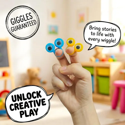 Vista 4 de 3 Otters Marionetas de dedo para niños pequeños, anillos Googly Eye On para niños, recuerdos de fiesta, premios escolares, bolsas de regalo