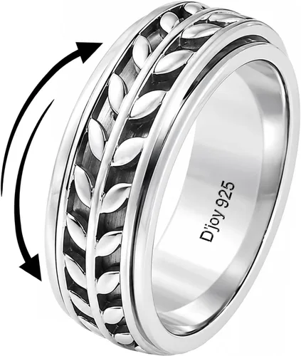Vista 11 de 925 Sterling Silver Spinner Fidget Anxiety Ring for Women Men Una estrella de la luna