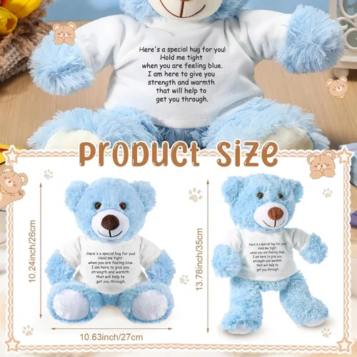 Vista 2 de Lenwen Un regalo de abrazo de oso para mujeres, pésame pronto, condolencias para mujeres, peluche de animal de peluche, abrazo pensando en ti, Azul