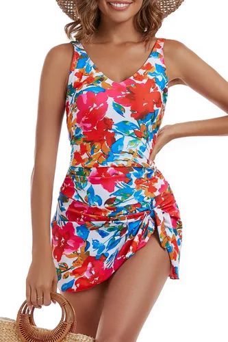 Vista 5 de Traje de baño de una pieza para mujer, con control de abdomen, falda
