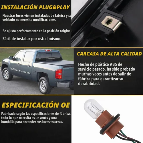 Vista 4 de Boine Luz trasera compatible con Chevy Silverado 1500 2500HD 3500HD 2007 2008 2009 2010 2011 2012 2013 2014 lado del conductor y pasajero, bombilla