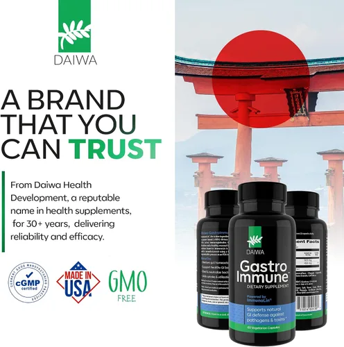 Vista 8 de Daiwa GastroImmune - Suplemento de salud intestinal e inmunidad - Fórmula a base de proteínas sin OMG para el bienestar digestivo - 60 cápsulas