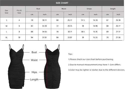 Vista 6 de ZAFUL Vestido ajustado con tirantes delgados fruncidos para mujer cuello en V profundo sin mangas con abertura mini vestido de fiesta