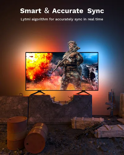 Vista 3 de Lytmi Fantasy 3 Kit de retroiluminación de TV HDMI 2.1 con caja de sincronización Wi-Fi para 65-70 pulgadas, 8K 60Hz, luces de color compatibles