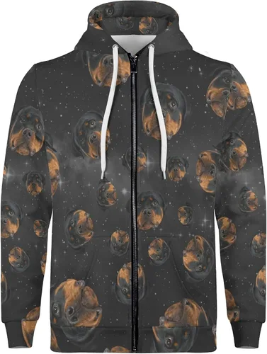 Vista 4 de POPCUSTOMS Sudadera con capucha personalizada con cremallera para hombre con bolsillo canguro