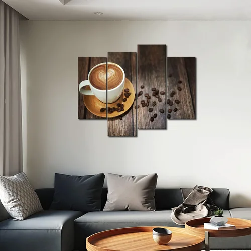 Vista 5 de Arte de pared de café marrón para bar, impresión de imagen con tema de café en lienzo para cocina, sala de estar, decoración del hogar