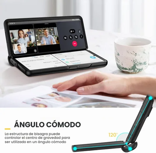 Vista 5 de Ruky - Funda para Galaxy Z Fold 4 con protección de bisagra, color negro