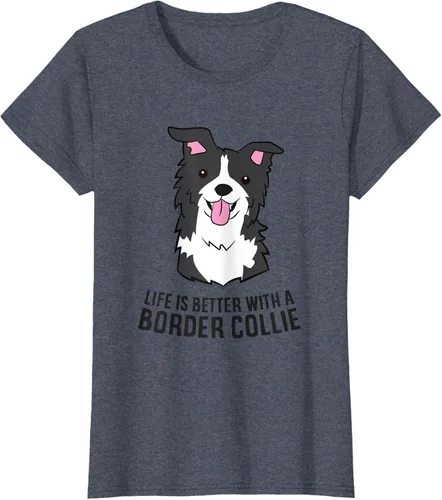 Vista 50 de Camiseta Border Collie Owner Life Is Better With a Border Collie Dog, Blanco, S