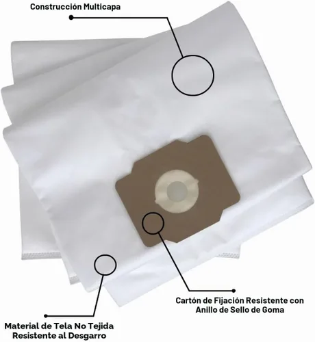 Vista 3 de Bolsas de vacío centrales de tela resistentes al desgarro de alta calidad, compatibles con Beam, Electrolux, Eureka, Kenmore, Husky, Mastercraft