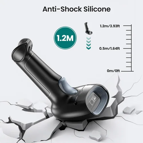 Vista 5 de Escáner de código de barras Anyeast 2D 1D con soporte, Bluetooth, inalámbrico y USB con cable Screen scanning, 2.4G connection, automatic Gris