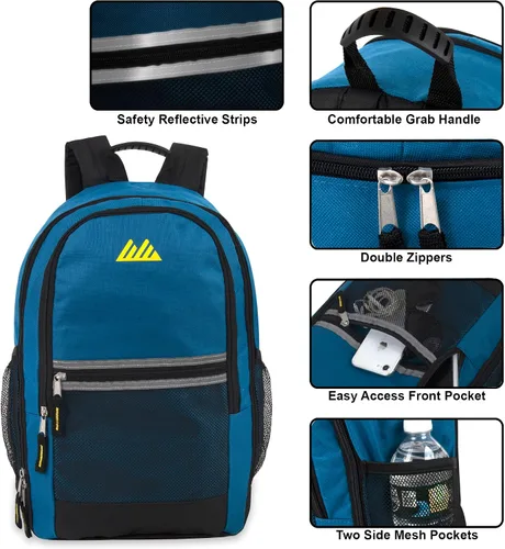 Vista 2 de Summit Ridge Paquete de 24 mochilas reflectantes a granel para la escuela secundaria al por mayor para estudiantes, adultos sin hogar, Paquete