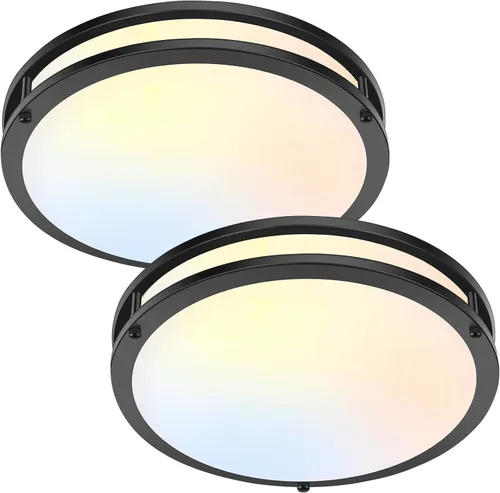 Vista 18 de Lámpara de techo LED de montaje empotrado de 10 pulgadas, 30W, 4000 lm, ajustable, 2700K/3000K/4000K/5000K/6500K, cambio de color, lámpara de techo