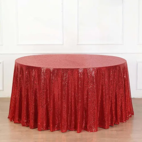 Vista 55 de Efavormart - Mantel redondo de lentejuelas brillantes de 120 pulgadas para banquetes de boda, fiesta, decoración del hogar